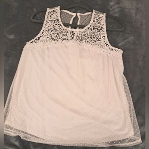 Maurices White Tulle Lace Sleeveless Blouse Sz M